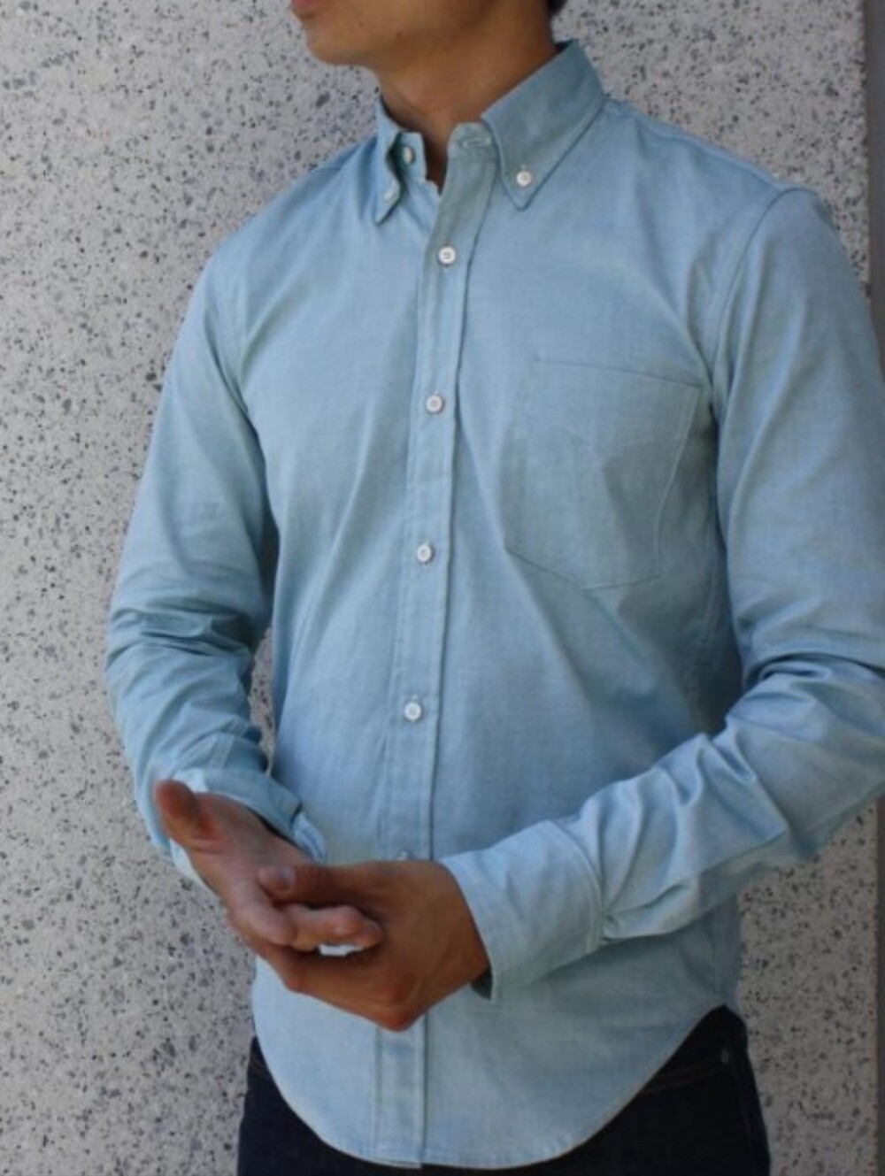 Gustin Seafoam Pinpoint Oxford Slim Fit Long Sleeve Button Down